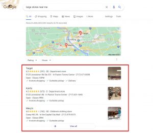 Voice Marketing Search Example of Map